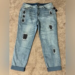 AZI patchwork cropped jeans BRAND NEW